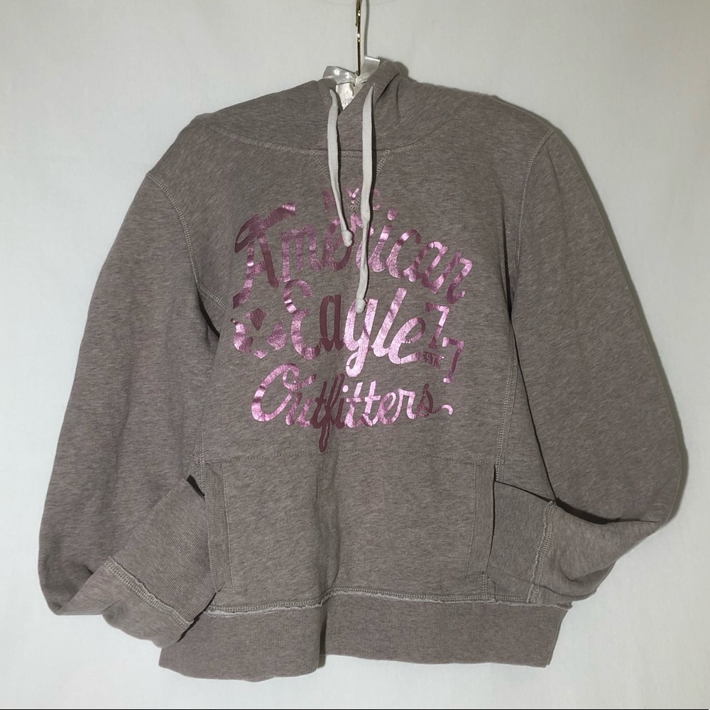 American Eagle Outfitters Beige Pink Hoodie Sz L